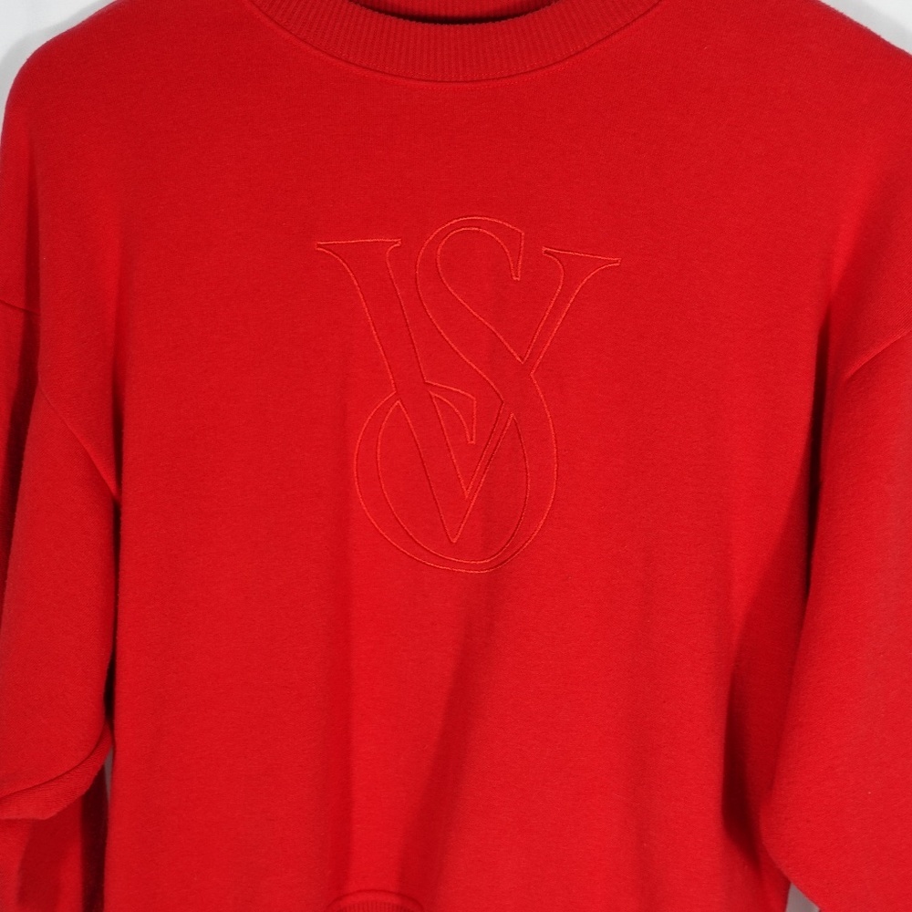 | Victoria's Secret | Red Stretch Fleece Crewneck Pullover Crop Sweater - Picture 2 of 6
